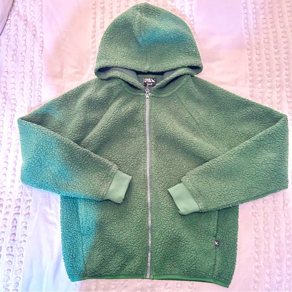 Eddie Bauer Women’s Green Raglan Fleece Hoodie Sz XS